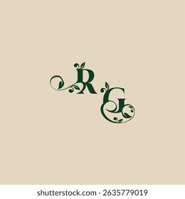 wedding organic logo with monogram and leaf letter concept of elegant beautifull GR