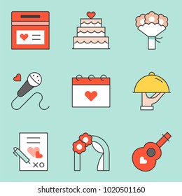 Wedding Organizer icon set, filled outline icon