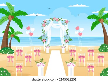 Wedding Organizer Providing Decoration Service or Making Plans Before Married Ceremony in Flat Background Cartoon Style Illustration