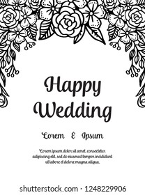Wedding ornament concept with floral hand draw vector art