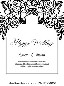 Wedding ornament concept with floral hand draw vector art