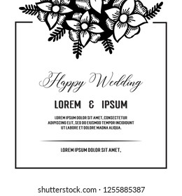 Wedding ornament concept with flowers vector art