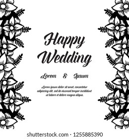 Wedding ornament concept with flowers vector art