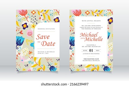 Wedding ornament concept. Set of card with flower pattern. Floral poster, invite, card, banner. Vector decorative  flower greeting card or invitation design background.