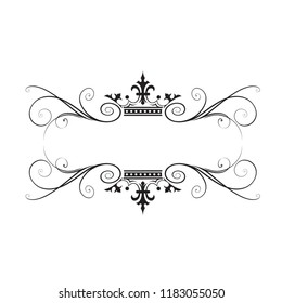wedding ornamental frame with crown in black vector drawing