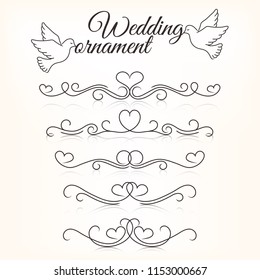 Wedding ornaments. Vector set of decorative borders.
