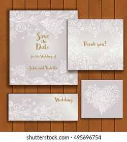 Wedding or other holiday Invitation Template. Invitation, envelope, thank you card, save the date cards.