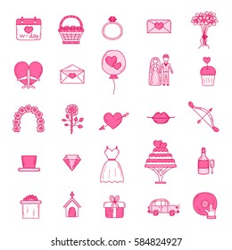 Wedding outline icons vector illustration.