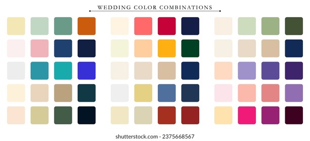 Wedding palette. Trend color palette guide template. An example of a color palette. Forecast of the future color trend. Match color combinations. Vector graphics. Eps 10.