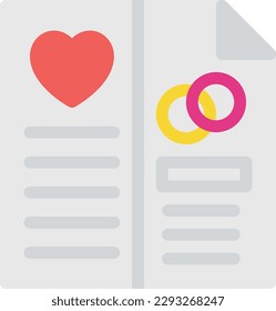 papel de boda Ilustración vectorial en un fondo transparente.Símbolos de calidad premium. Icono de vector de color de línea para concepto y diseño gráfico.
