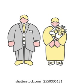 Wedding Parents Relatives Formal Attire Illustration