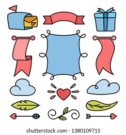 wedding and party card decoration elements ribbons set