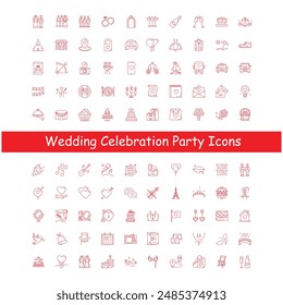 Wedding Party Celebration Vector Icon Design Collection 