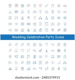 Wedding Party Celebration Vector Icon Design Collection 