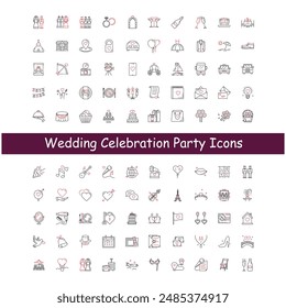 Wedding Party Celebration Vector Icon Design Collection 