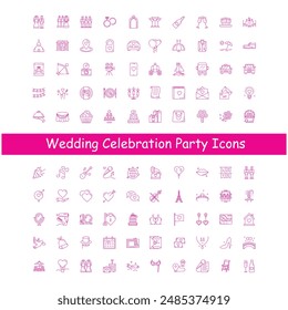 Wedding Party Celebration Vector Icon Design Collection 