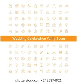 Wedding Party Celebration Vector Icon Design Collection 