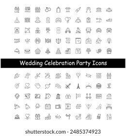 Wedding Party Celebration Vector Icon Design Collection 