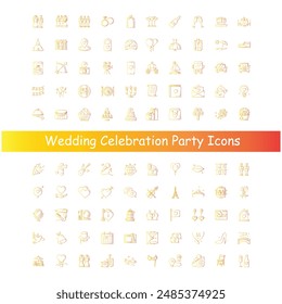 Wedding Party Celebration Vector Icon Design Collection 