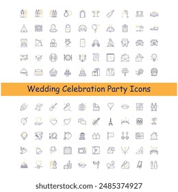 Wedding Party Celebration Vector Icon Design Collection 