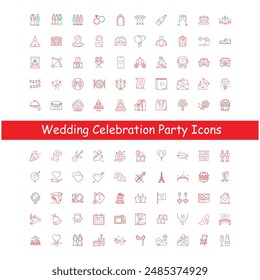 Wedding Party Celebration Vector Icon Design Collection 