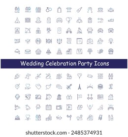 Wedding Party Celebration Vector Icon Design Collection 