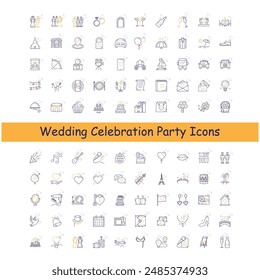 Wedding Party Celebration Vector Icon Design Collection 