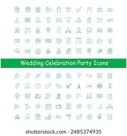 Wedding Party Celebration Vector Icon Design Collection 