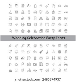 Wedding Party Celebration Vector Icon Design Collection 