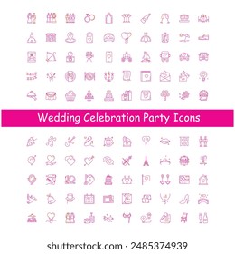 Wedding Party Celebration Vector Icon Design Collection 