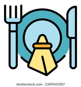 Wedding party dish icon outline vector. Event service. Manager ceremony color flat