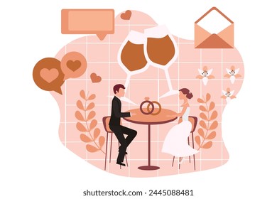 Wedding Party Flat Design Illustration