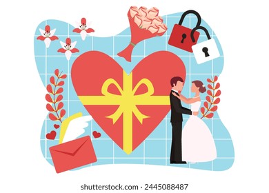 Wedding Party Flat Design Illustration