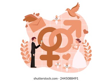 Wedding Party Flat Design Illustration