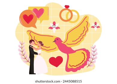 Wedding Party Flat Design Illustration
