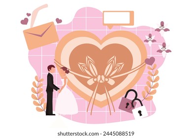 Wedding Party Flat Design Illustration