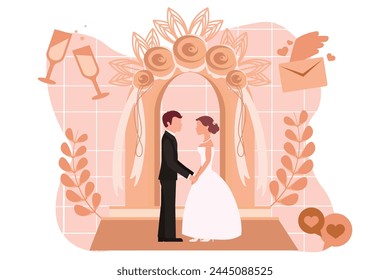 Wedding Party Flat Design Illustration