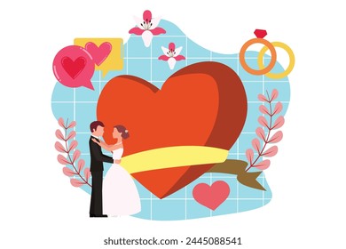 Wedding Party Flat Design Illustration