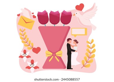 Wedding Party Flat Design Illustration