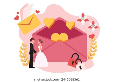 Wedding Party Flat Design Illustration