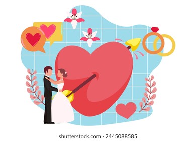 Wedding Party Flat Design Illustration