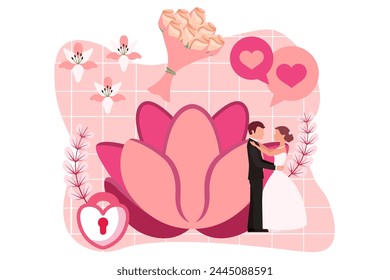 Wedding Party Flat Design Illustration