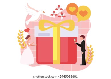 Hochzeit Party Flat Design Illustration