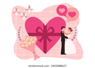 Wedding Party Flat Design Illustration
