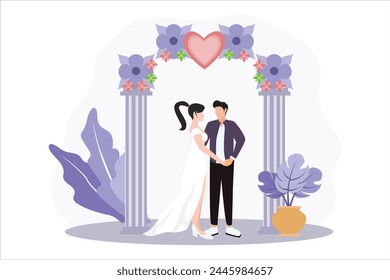 Wedding Party Flat Design Illustration