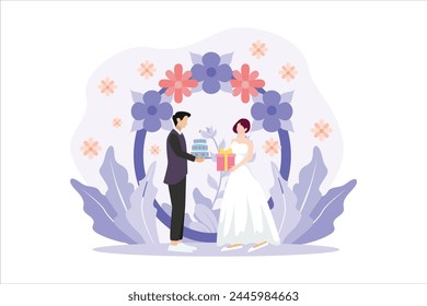 Wedding Party Flat Design Illustration