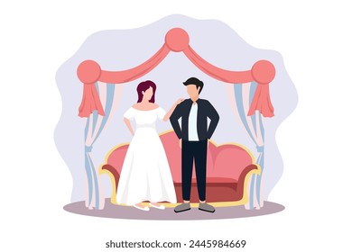 Wedding Party Flat Design Illustration