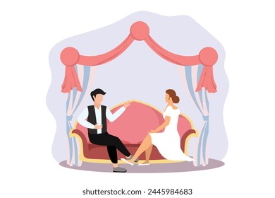 Ilustración de diseño plano de fiesta de Boda