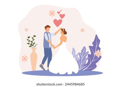 Wedding Party Flat Design Illustration