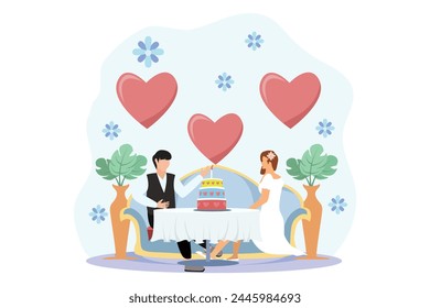 Wedding Party Flat Design Illustration